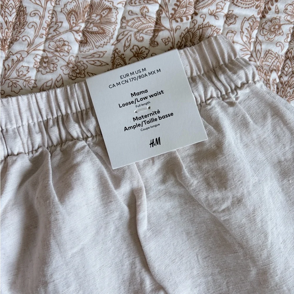 H&M Mama Before & After Linen Blend Pants - Medium - Light Beige